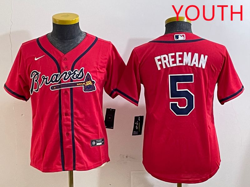 Youth Atlanta Braves #5 Freeman Red Game 2025 Nike MLB Jersey style 1->youth mlb jersey->Youth Jersey